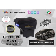 Awesome2u Perodua Myvi 2018-2024 Double Layer Arm rest box leather with USB port accessories