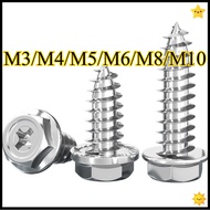 304 Stainless Steel Cross Flute Flange Face Hexagon Self-Tapping Screw Tip Tail with Padded Wood Scr