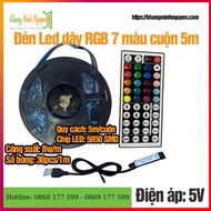 Đèn Led dây RGB 5050 nhiều màu - cuộn 5m - nguồn USB 5V - Điều khiển bằng remote