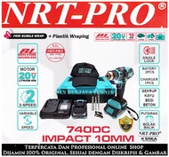 NRT PRO 740 DC Mesin Bor Cordless Impact Drill 20V Bor Tangan Baterai 10mm 20 V 740DC 740 DC Set