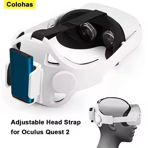 Adjustable Head Strap For Oculus Quest 2 VR Accessories Halo Strap Power Bank Fixing Bracket Holder 