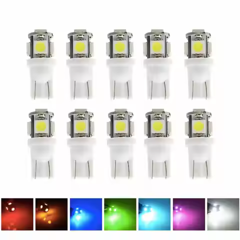10X T10 W5W 194 168 Car Light 5050 SMD Led Parking Bulb Auto Wedge Clearance Lamp Red White Ice Blue