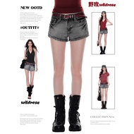 Retro Washed Scratches Hot Girl Buttocks Slimmer Look Denim Shorts~Shorts Denim Shorts Buttocks Shor