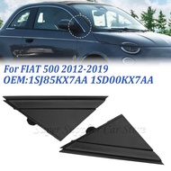 Rear Mirror Triangle Trim Plate Matte Black Door Mirror Flag Cover Moldings 1/2pcs For Fiat 500 12-1