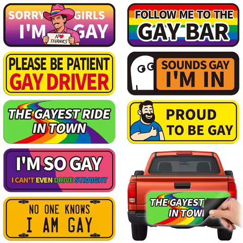 Funny Pride Bumper Magnet Stickers LGBTQ Gay Pride Magnetic Decals for Car Truck Vehicle Prank Joke 