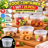 Anti Break 10oz 12oz 16oz 20oz 25oz 30oz Round Container with Lid 25set / Disposable Plastic Bekas/M