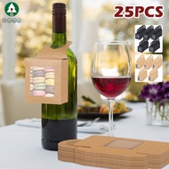 25Pcs Kraft Wine Bottle Box with Window Hanging Foldable Wine Boxes Durable Kraft Paper Gift Box for Candy