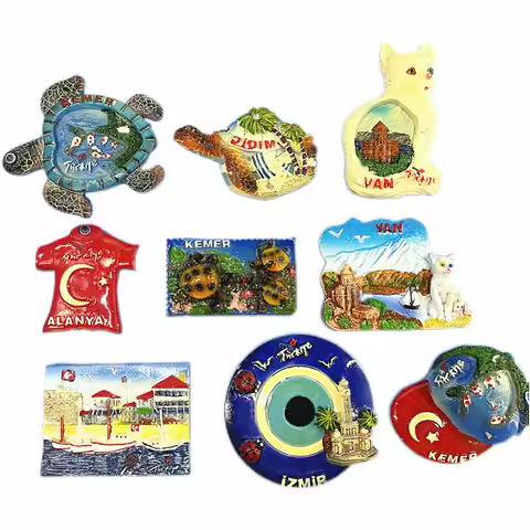 Turkey Didim Izmir Van Landmark 3D Fridge Magnet Bundle, Historic Cultural Souvenir Resin Collectibl