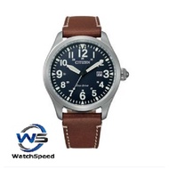 Citizen BM6838-33L Eco Drive Blue Dial Analog Brown Leather Men's Watch