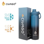 CIVAGO Wide Mouth With Spout Lid Vacuum Insulated Tumbler - Black Blue (22oz)