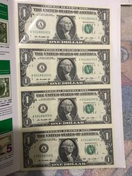 一套美元四連體鈔，售價350，