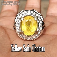CINCIN BATU AKIK PERMATA YELLOW SAFIR CHATAM CUTING GLAMOUR 10mohs