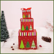 Christmas Stack Boxes 3 Pieces Santa Snowman Elk Christmas Tree Stackable Boxes Nesting Decoration W