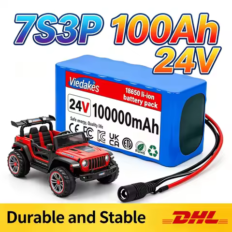 24V 100000mAh 7S3P 18650 Li‑ion Battery Pack Long Lasting Rechargeable Lithium Battery with 29.4V Ch