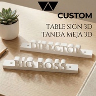 (CUSTOM) White Desktop Name Sign | 3D Standing Table Sign | Professional Minimalist Desk Name Plate 