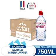 evian Natural Mineral Water Sports Cap (12 x 750ml Case)