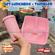 1 SET CLIO LUNCHBOX 3 SET + BUCKS TUMBLER | 3-Section Plastic LUNCHBOX | PLASTIC TUMBLER | Drinking 