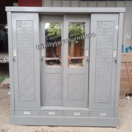 Lemari Pakaian 4 Pintu Sliding Jati Duco Knockdown/trinityjayafurniture