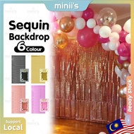 MINIIS PARTY 1x2M Sequin Backdrop Glitter Backdrop Foil Curtain Backdrop Shimmer Wall Backdrop Sequi