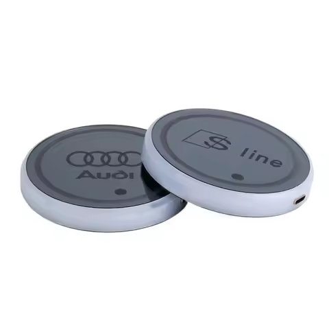 2PCS LED 7 Color-Changing Light Up Car Cup Pad Holder for Audi Sline A1 A2 A3 A4 A4L A5 A6 A7 A8 A8L