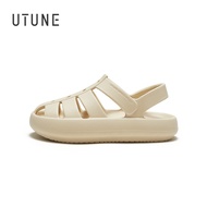 UTUNE รองเท้าแตะโรมันสำหรับผู้หญิงผู้ชายคู่รองเท้าชายหาดกลางแจ้งฤดูร้อนยาง EVA เบาะหนาระบายอากาศไม่ล
