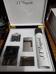 dupont火機套裝連火石燃氣皮套木盒