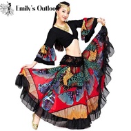 720 Wer Degree Printed Gypsy Skirt Belly Dance Tribal Clothing Bellydance Costume Flamen