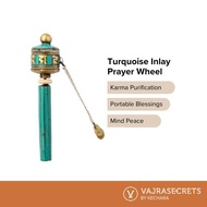 Turquoise Inlay Prayer Wheel 4 inch
