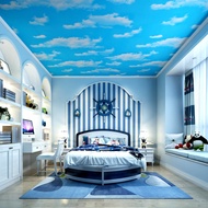 Ceiling Self-Adhesive Waterproof Wallpaper Blue Sky White Clouds Stereo Wallpaper Kindergarten Wall Stickers Children's Room Decoration 3D Stickers