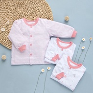 Combo 3 Áo Tay Dài Sơ Sinh MIOMIO Cho Bé Trai Bé Gái (Từ 0-24 Tháng) Vải Cotton Họa tiết Thỏ Sọc. Mè