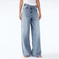 Y2K Style Women's Washable Wide Leg Asymmetrical Jeans