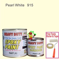 915 PEARL WHITE ( 5L ) HEAVY DUTY EPOXY PAINT ( FREE TOOLS ROLLER AND TAPE ) FOR FINISH FLOOR INTERIOR &amp; EXTERIOR FLOOR