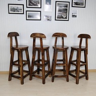 HY&amp; Solid Wood Bar Stool Fashion Creative Bar Chair Cafe Bar Stool Bar Chair Home Backrest High Chair 9ZTG