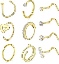 Nose Rings Hoops Nose Ring L Shaped Nose Rings Studs Silver Gold Nose Hoops Nose Piercings Jewelry 2