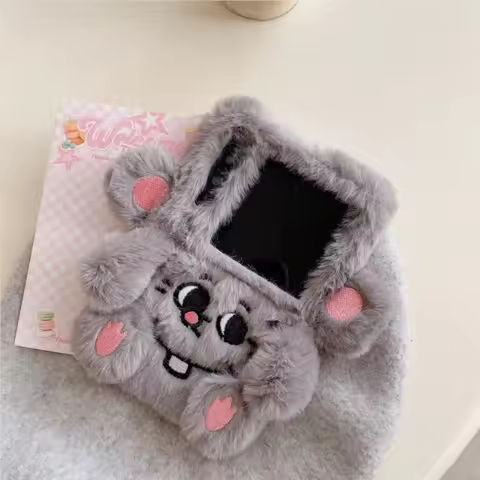 Japanese and Korean ins Meiji Rat Plush Phone Case For Galaxy ZF1ip3 4 5 6 7 Z Fold3 4 5 6 7W24 23 2