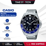CASIO MDV-107D SERIES Fashion Business Analog Watch 200M Water Resistant Simple Design Men Watch Jam