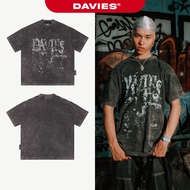 DAVIES gray washed t-shirt with loose-sleeved form for men and women cotton Renaissance Tee| D-T11