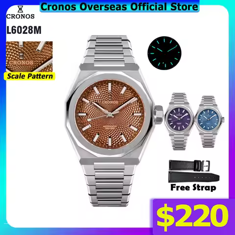 Cronos Luxury Men Watch 39mm Automatic PT5004 Wristwatches Scale Pattern Sapphire 10ATM See-through 