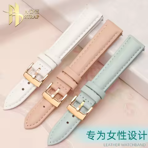 14mm 16mm 18mm 20mm Genuine Leather Plain Watchband for Casio Fossil Citizen Watch Strap DW Ladies B