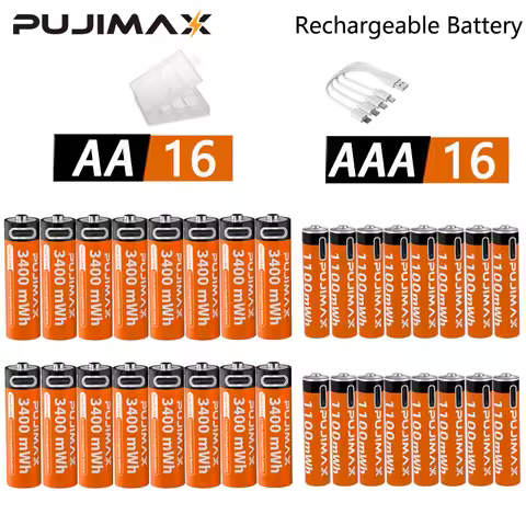 PUJIMAX AA+AAA Value-Added Battery Pack: 3400mAh + 1100mAh 1.5V Rechargeable Lithium-Ion Battery - U