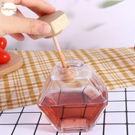 LOLLIPOP1 Honey Jar Home Kitchen with Wooden Dipper Glass Transparent Storage Container