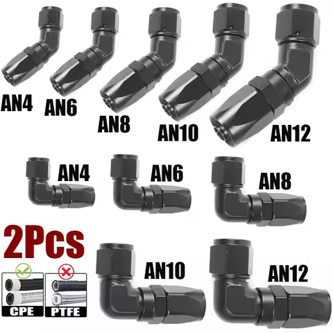 2X Straight 45 Degree 90 Degree Aluminum AN4 6 8 10 12 Forged Type Swivel Hose End Fittings Adapter 