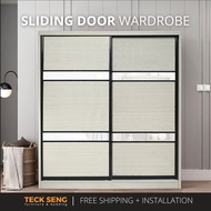 (FREE Shipping & FREE Installation) TECK SENG 8 Feet Sliding Doors Wardrobe / Anti-Jump / 2 Sliding 