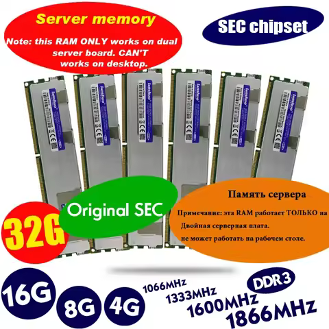 lanshuo 8GB DDR3 1333MHz 8G 1333 REG ECC radiator server memory RAM work 16gb 24gb 16g 24g 32gb 32g 