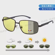 【SUNS】日夜兩用感光變色偏光太陽眼鏡 方框墨鏡 抗UV400 防眩光 S3783