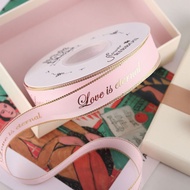 Ribbon 2.5cm Gold Edge Threaded Gold Stamping Ribbon ETERNAL Gift Printing Ribbon Cake Wrapping Flow