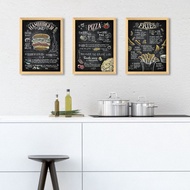 SET OF 3 Wall Decoration Poster 30x40cm Art Prints with Frames (Chalkboard Recipes) A