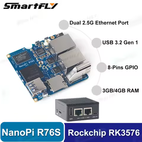 NanoPi R76S Open Sourced Mini IoT Gateway Device With Dual PCIe 2.5Gbps Ethernet Port Rockchip RK357