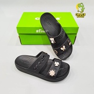 Dép baya flatform hai quai ngang nữ đế cao 3 phân tặng kèm jibbitz dép nữ - Nhà Cá Sấu Đà Nẵng