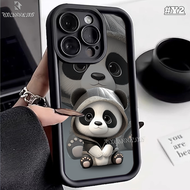 เคสโทรศัพท์ฝนสำหรับ Realme C51 C53 C55 C30 C31 C33 C35 C30s C21Y C11 6i C25 C15 C17 C12 C2 Realme 11 10 9i 8i 7i 5 7การ์ตูนแพนด้าดื่มชานมดวงตานางฟ้าน่ารักเคสคู่รัก